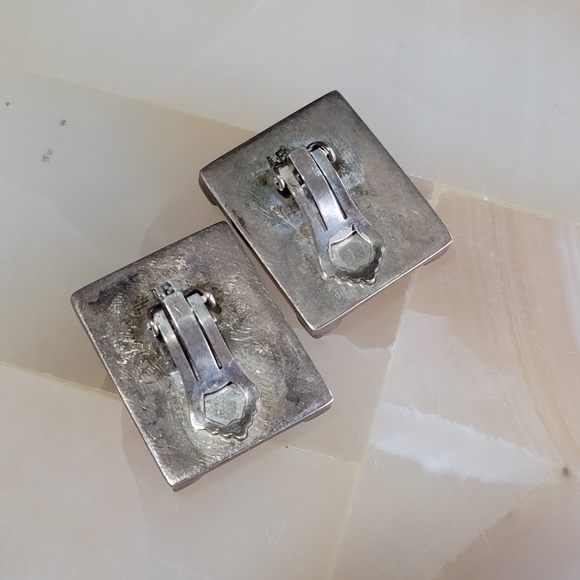 Sterling Silver Vintage LB Baltic Amber .925 Clip On Earrings - Picture 5 of 10